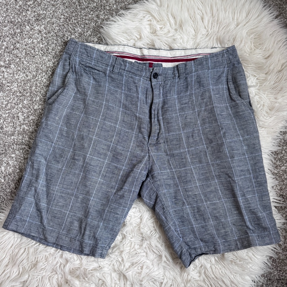 Daniel Cremieux Gray Plaid Cotton Linen Shorts Men’s 36W
